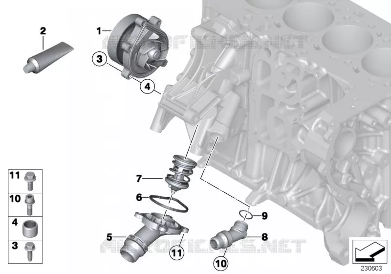 Syst. de refroidis.-pompe eau/thermostat MINI MINI COOPER D 2013 Cooper D 2.0 N Cooper D 2.0