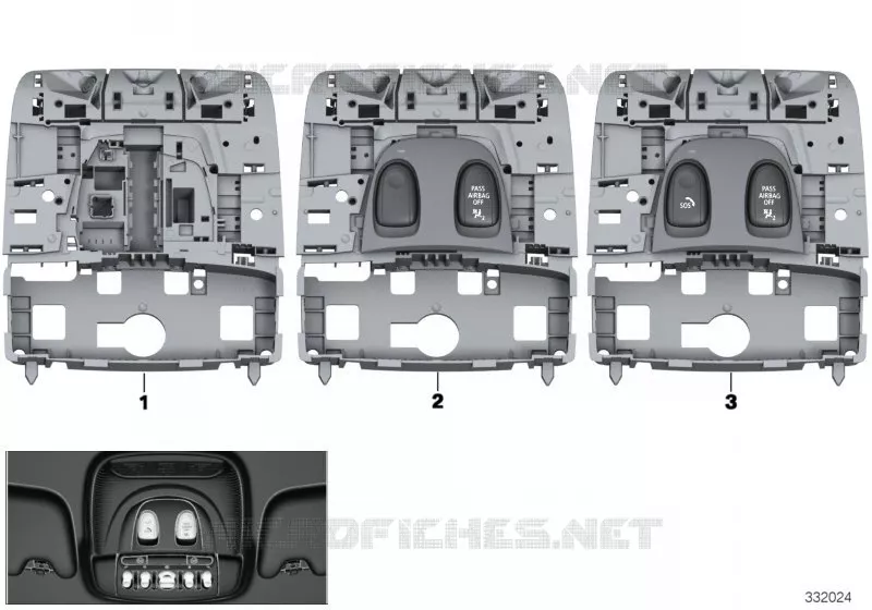 Bloc touches centrale multif. toit FZD MINI MINI COOPER S 2014 Cooper S N Cooper S