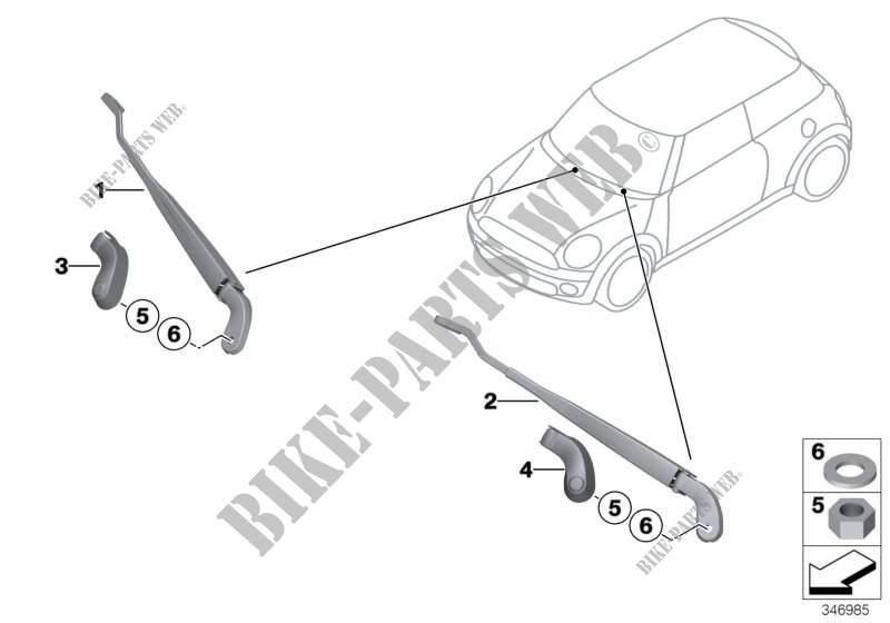 Composants de bras dessuie glace pour MINI Cooper S de 2003