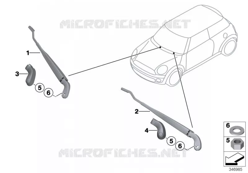 Composants de bras dessuie-glace MINI MINI ONE D 2009 One D N One D