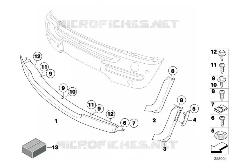 Garniture éléments enjoliveurs avant MINI MINI ONE 2002 One 1.4i N One 1.4i