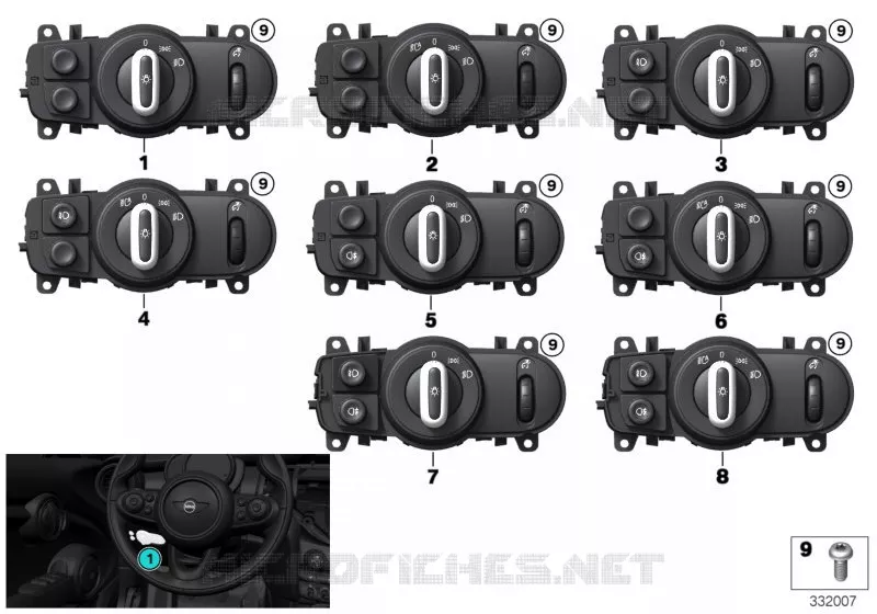Interrupteur Dispositif de comm. lumière MINI MINI COOPER SE 2015 Cooper SE ALL4 N Cooper SE ALL4