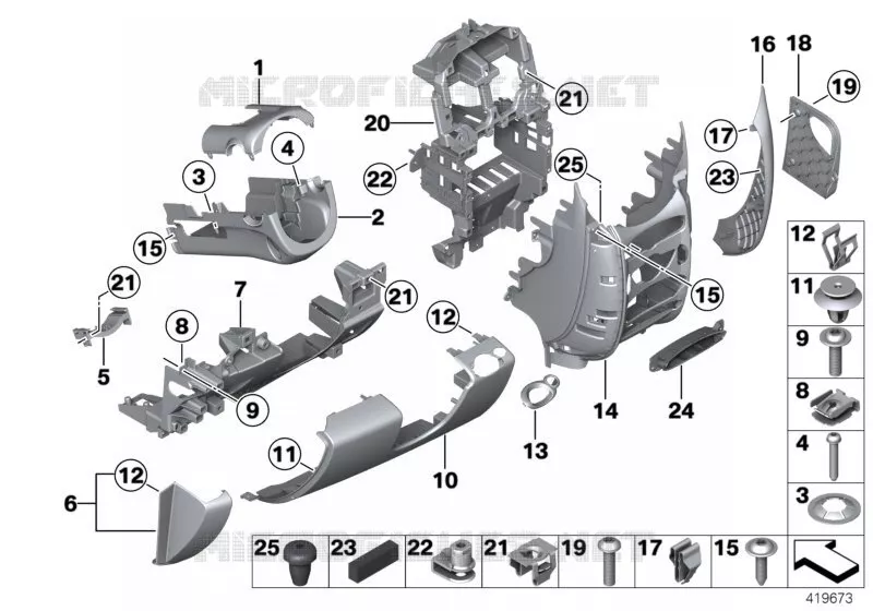 Pièces accolée.planche bord, partie inf. MINI MINI COOPER S 2012 Cooper S N Cooper S