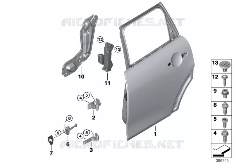 Porte arrière - charnière/arrêt de porte MINI MINI ONE FIRST 2016 One First N One First