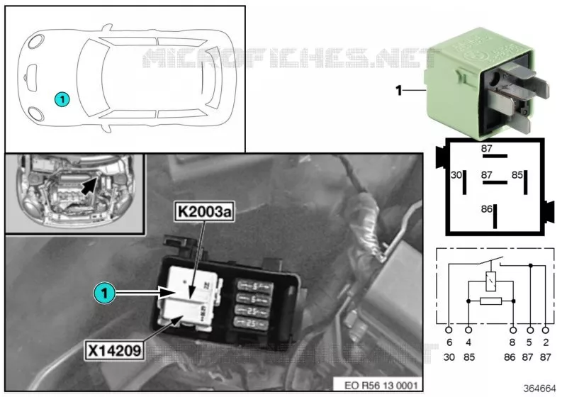 Relais DDE K2003a MINI MINI COOPER D 2011 Cooper D 2.0 N Cooper D 2.0