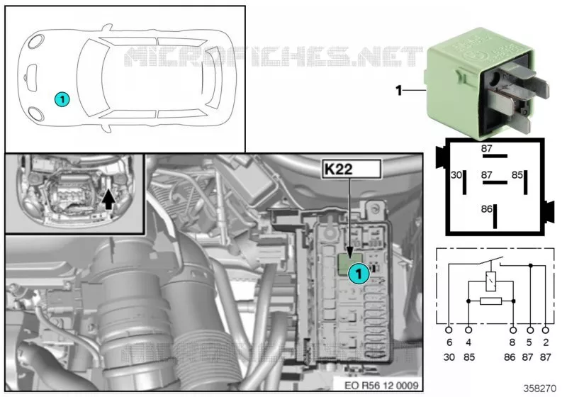 Relais K22 moteur ventilateur él. 2 MINI MINI ONE 2009 One 55kW N One 55kW