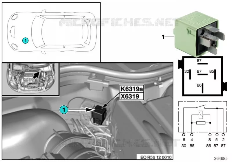 Relais Valvetronic K6319a MINI MINI COOPER 2007 Cooper N Cooper