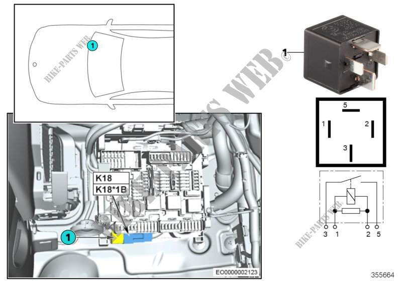 Relais chauffage de pare brise K18 pour MINI Cooper de 2014