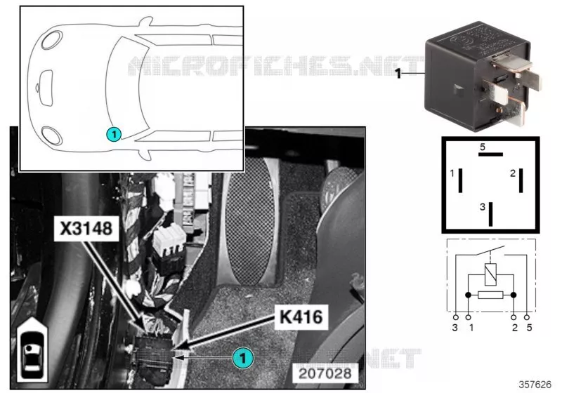 Relais chauffage de pare-brise K416 MINI MINI COOPER 2000 Cooper N Cooper