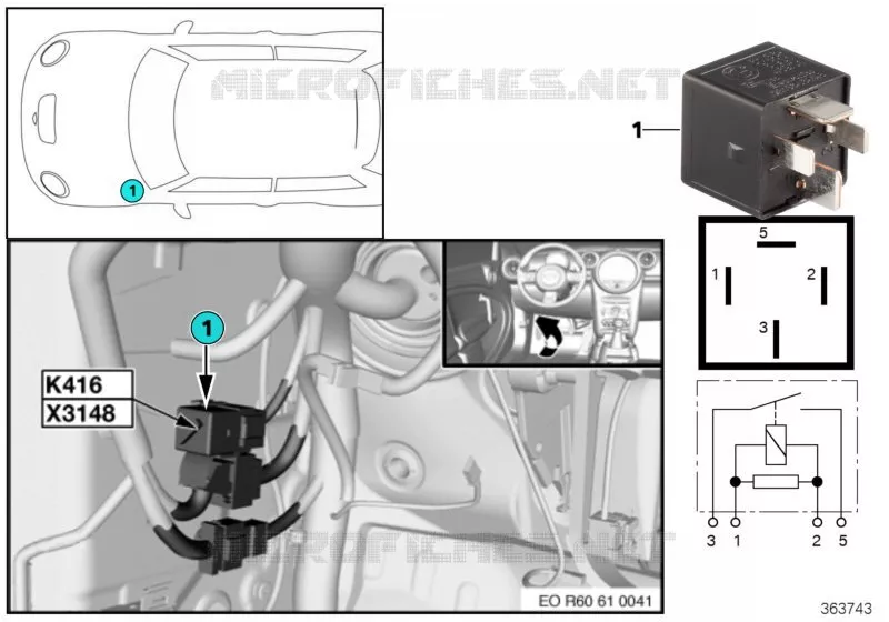 Relais chauffage de pare-brise K416 MINI MINI COOPER 2012 Cooper N Cooper