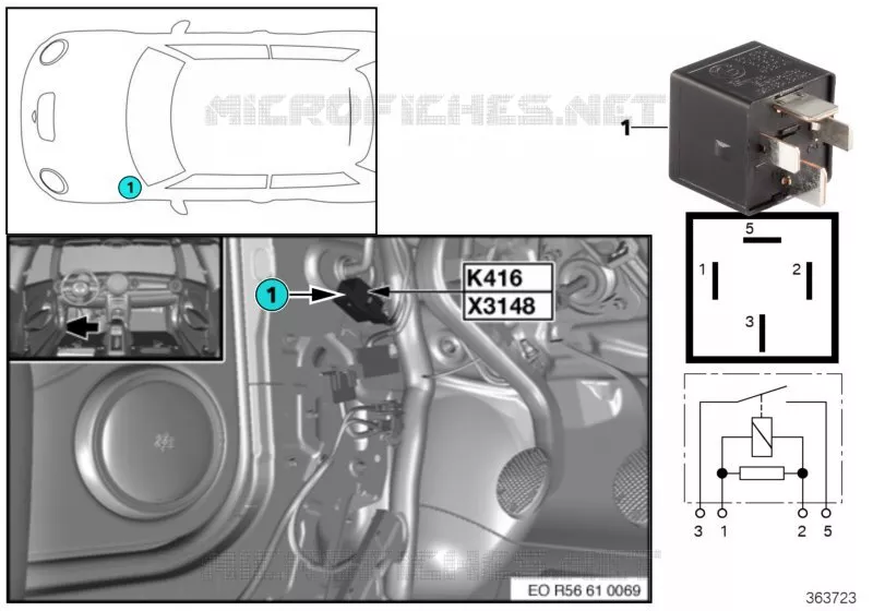 Relais chauffage de pare-brise K416 MINI MINI COOPER S 2009 Cooper S N Cooper S