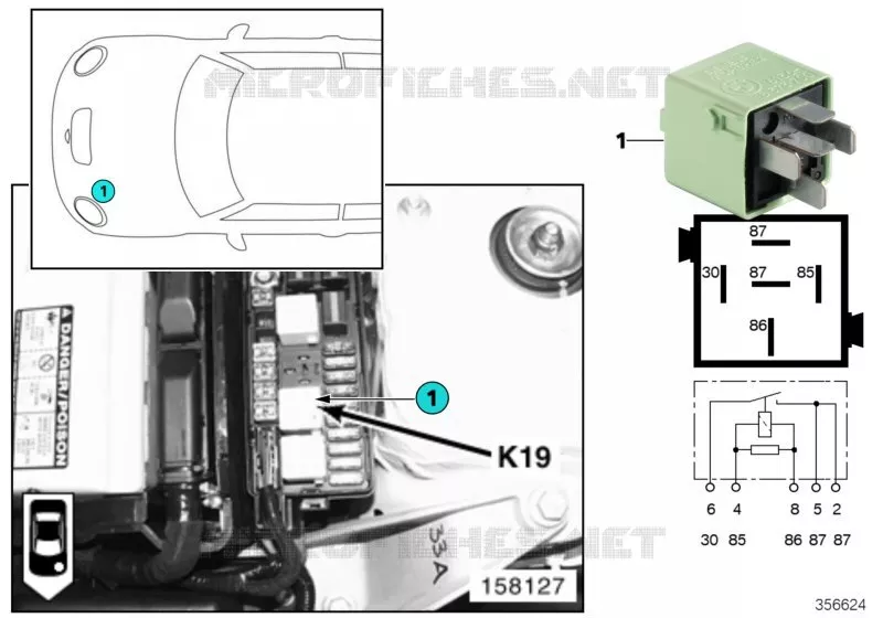 Relais compresseur de climatisation K19 MINI MINI COOPER S 2003 Cooper S N Cooper S