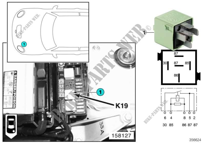 Relais compresseur de climatisation K19 pour MINI One 1.6i de 2000