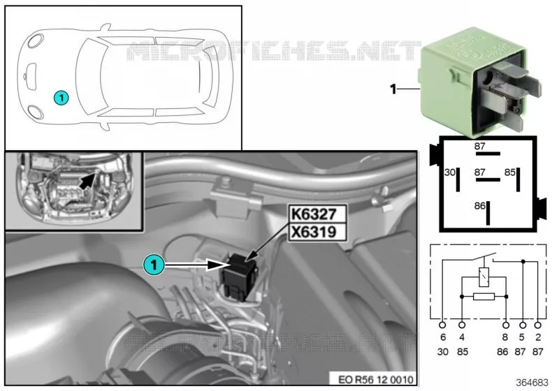 Relais injecteurs K6327 MINI MINI JOHN COOPER WORKS 2007 Coop.S JCW N Coop.S JCW
