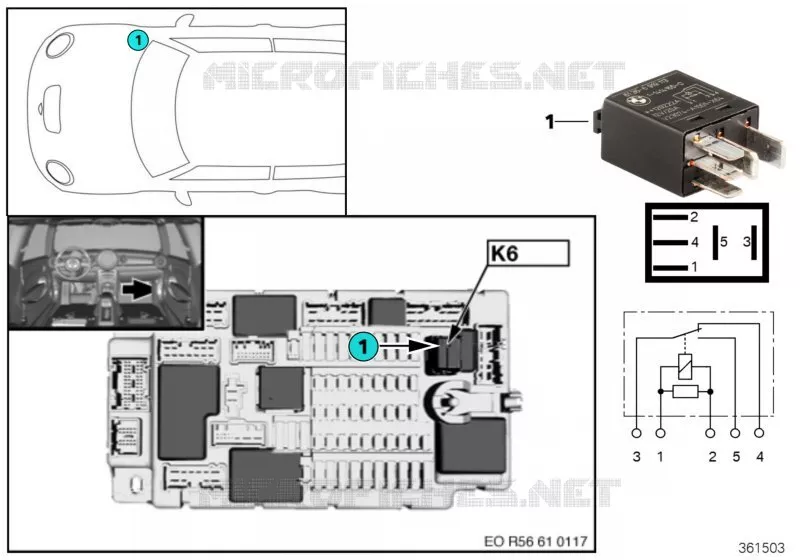 Relais lave-phares K6 MINI MINI COOPER D 2007 Cooper d N Cooper d