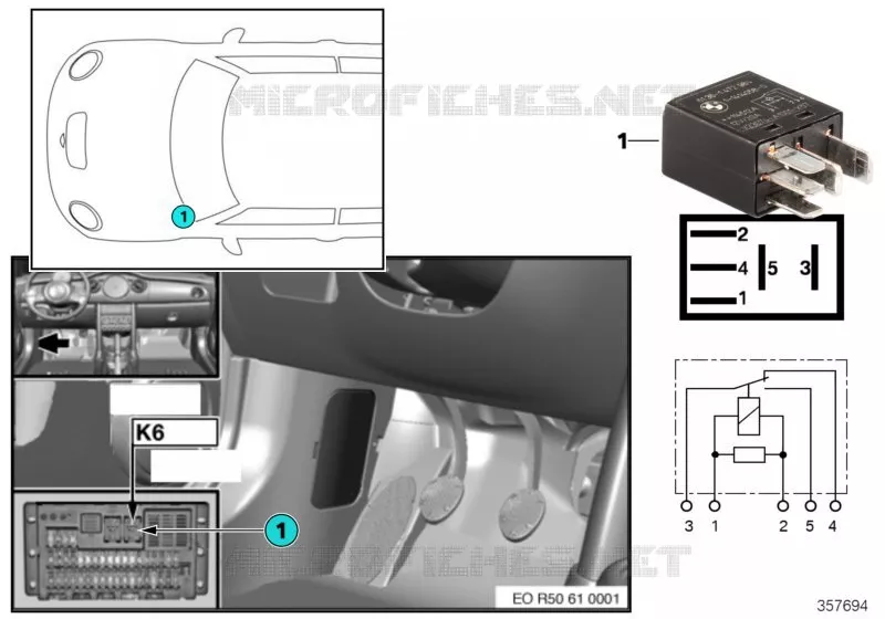 Relais lave-phares K6 MINI MINI ONE 2002 One 1.4i N One 1.4i