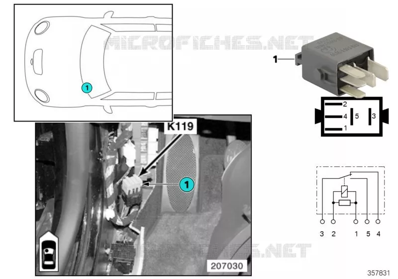 Relais pompe de lave-glace arrière K119 MINI MINI JOHN COOPER WORKS 2006 Coop.S JCW GP N Coop.S JCW GP