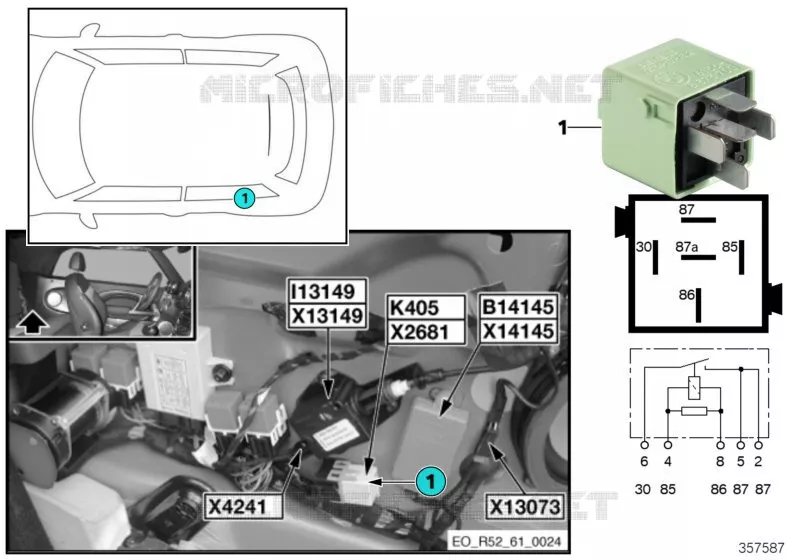 Relais verrouillage pos. repliée K405 MINI MINI COOPER S 2002 Cooper S N Cooper S