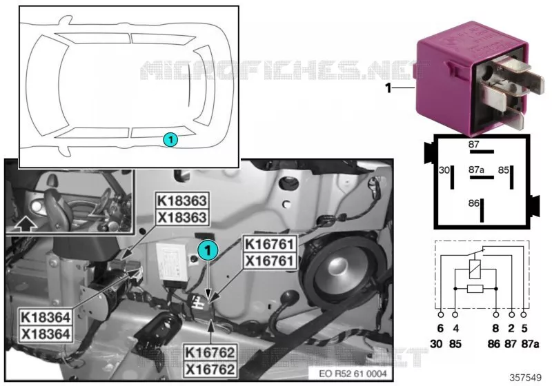 Relais verrouillage toit 1 K16761 MINI MINI COOPER S 2002 Cooper S N Cooper S
