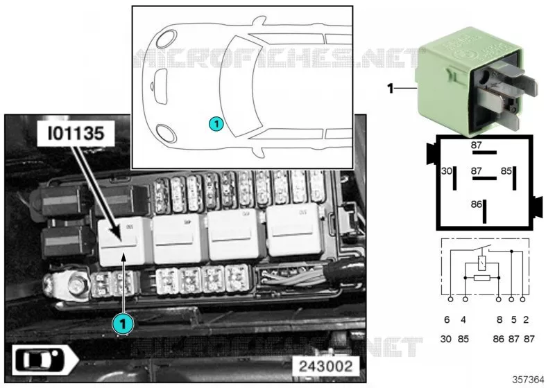 Relais vit. 2 ventilateur él. I01135 MINI MINI COOPER S 2000 Cooper S N Cooper S
