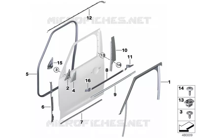 Caches et joints porte avant MINI MINI COOPER D 2015 Cooper D ALL4 N Cooper D ALL4