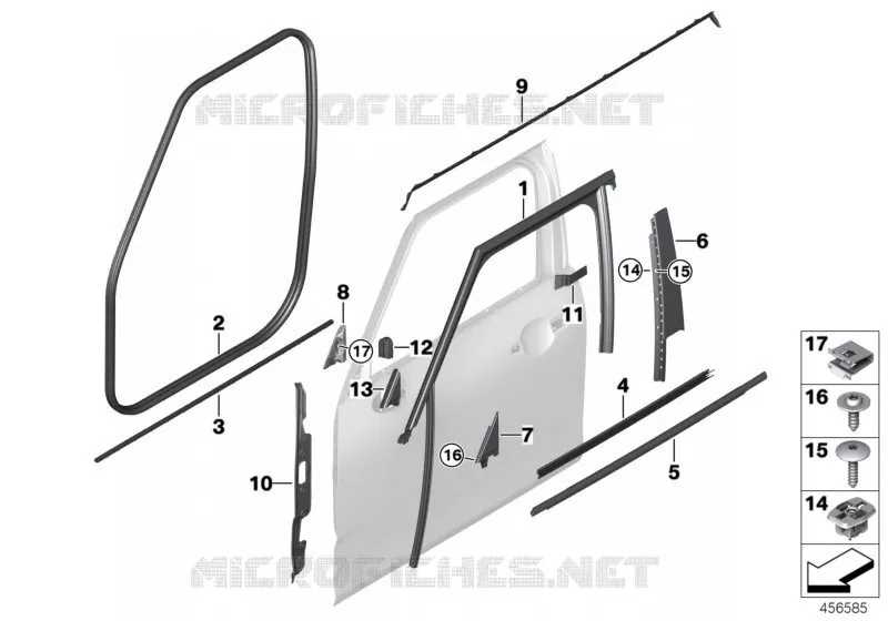 Caches et joints porte avant MINI MINI COOPER S 2015 Cooper S ALL4 N Cooper S ALL4