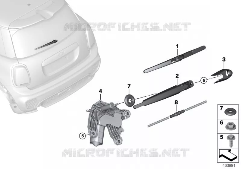 Composants dessuie-glace de lunette ar MINI MINI ONE FIRST 2016 One First N One First