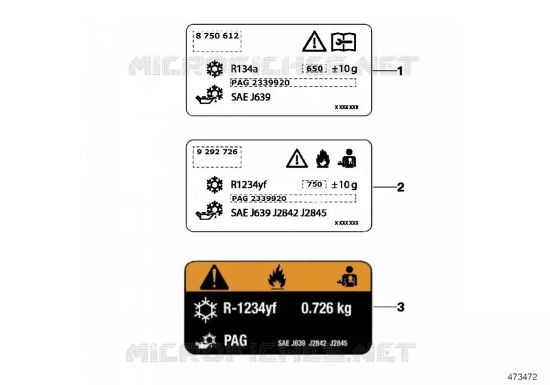 Etiquette, Indicatrice refrigerant MINI MINI ONE FIRST 2017 One First N One First