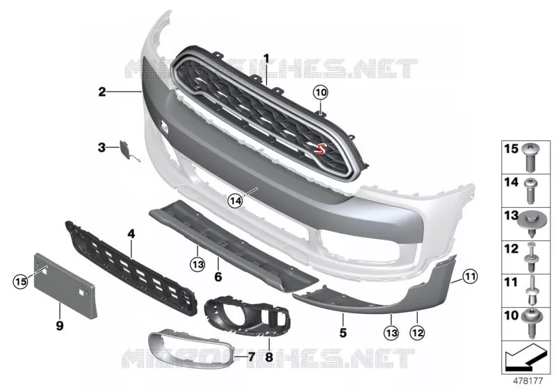 Garniture éléments décoratifs avant ALL4 MINI MINI COOPER 2017 Cooper N Cooper