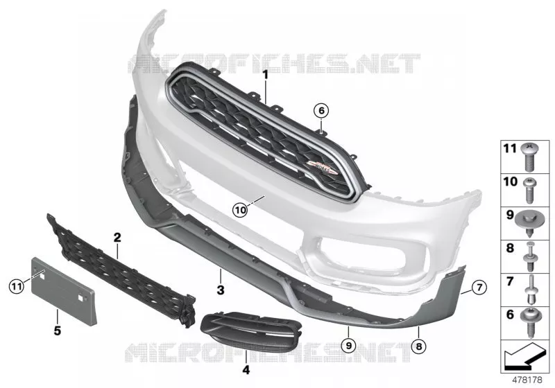 Garniture éléments décoratifs avant JCW MINI MINI COOPER SD 2015 Cooper SD ALL4 N Cooper SD ALL4
