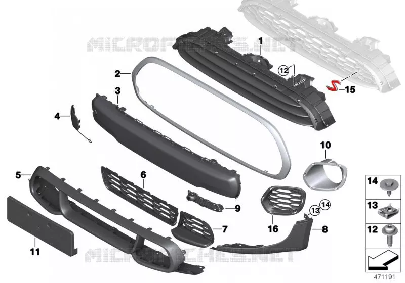 Habillage Aerokit éléments décor. avant MINI MINI JOHN COOPER WORKS 2016 JCW N JCW