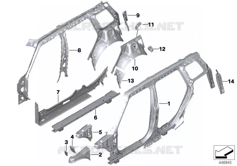 Nervure laterale-pieces separees MINI MINI COOPER SD 2018 Cooper SD ALL4 N Cooper SD ALL4