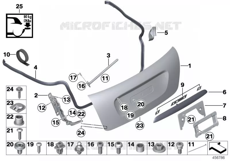 Pieces de couvercle de coffre ar MINI MINI COOPER 2009 Cooper N Cooper
