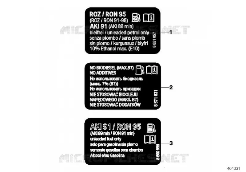 Plaque indicatrice du carburant MINI MINI ONE 2013 One N One
