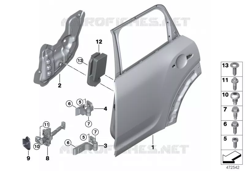 Porte arrière - charnière/arrêt de porte MINI MINI COOPER D 2016 Cooper D ALL4 N Cooper D ALL4