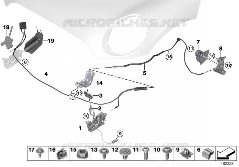Système de fermeture du capot moteur MINI MINI COOPER SD 2018 Cooper SD ALL4 N Cooper SD ALL4