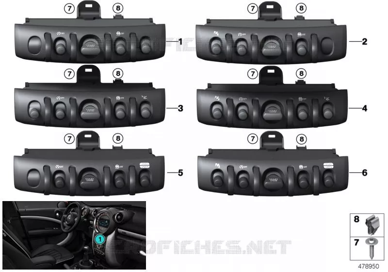 Unité interrupteurs console centrale MINI MINI COOPER SD 2014 Cooper SD N Cooper SD