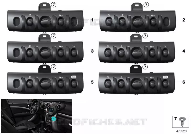 Unité interrupteurs console centrale MINI MINI COOPER SE 2015 Cooper SE ALL4 N Cooper SE ALL4