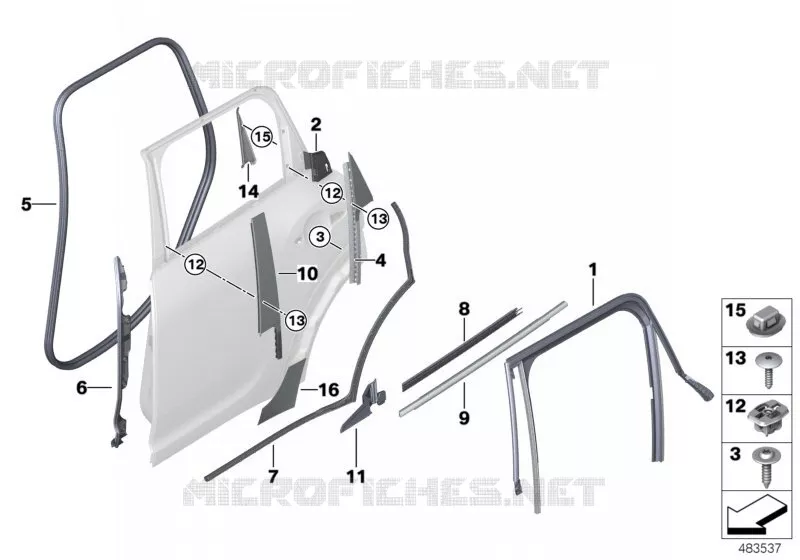 Caches et joints porte arrière MINI MINI COOPER S 2017 Cooper S N Cooper S