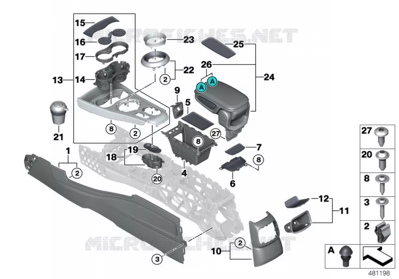 Elément rapporté console centrale MINI MINI COOPER SE 2016 Cooper SE ALL4 N Cooper SE ALL4