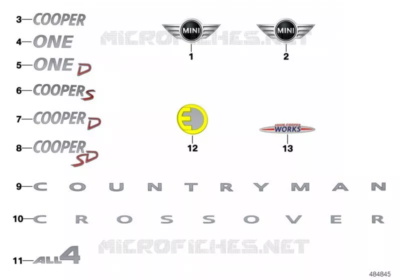Emblèmes / plaques MINI MINI COOPER SD 2017 Cooper SD N Cooper SD