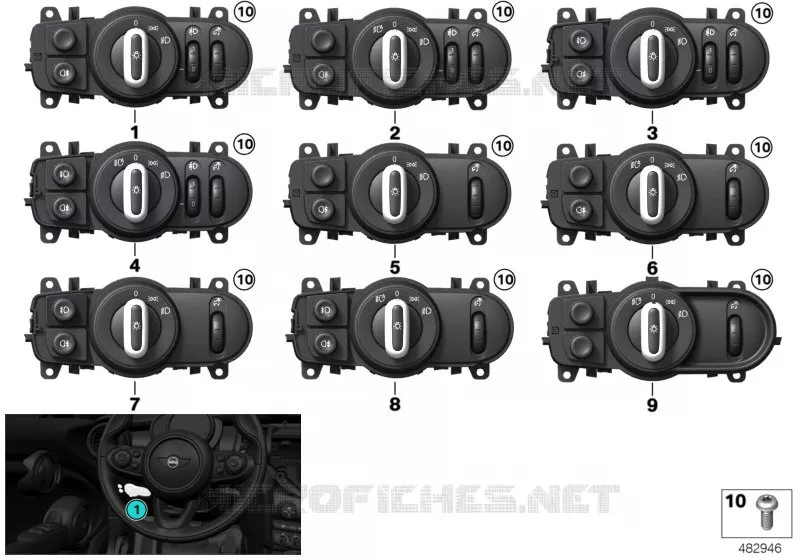 Interrupteur Dispositif de comm. lumière MINI MINI ONE 2018 One N One