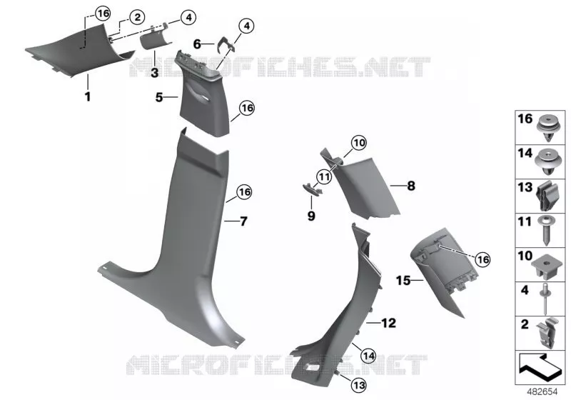 Revêtement A- / B- / C- / D-Montant MINI MINI COOPER S 2015 Cooper S ALL4 N Cooper S ALL4