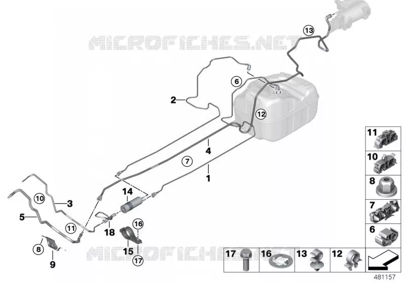 Tuyau du combustible et pièces de fixat. MINI MINI COOPER SE 2016 Cooper SE ALL4 N Cooper SE ALL4