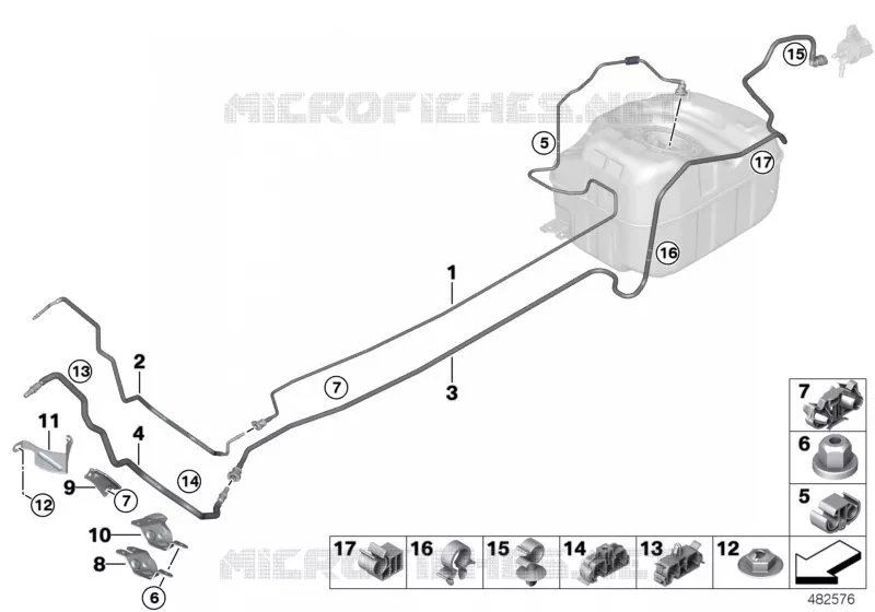Tuyau du combustible et pièces de fixat. MINI MINI COOPER SE 2016 Cooper SE ALL4 N Cooper SE ALL4