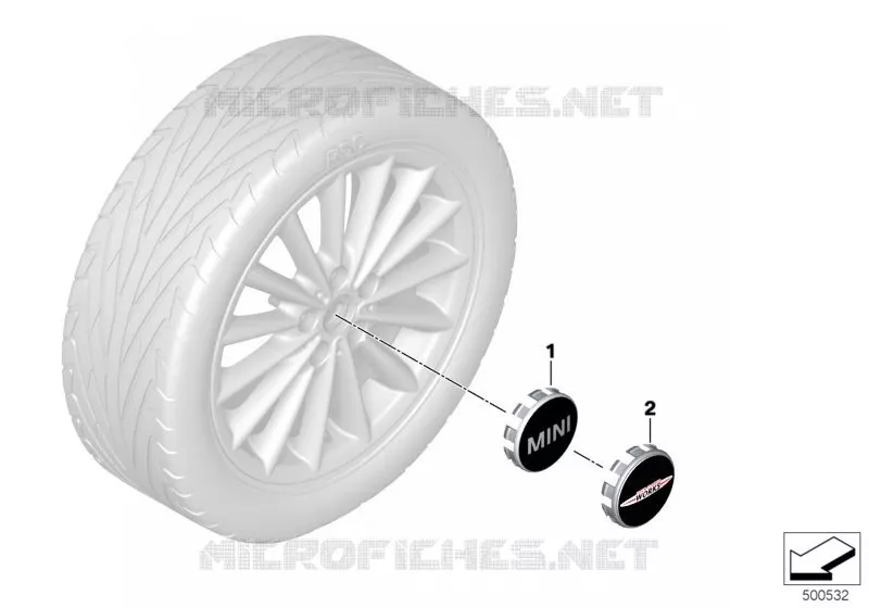 Chapeau de moyeu fixe MINI MINI COOPER SD 2015 Cooper SD ALL4 N Cooper SD ALL4