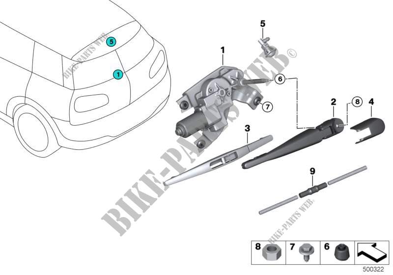 Composants dessuie glace de lunette ar pour MINI Cooper SD ALL4 de 2015