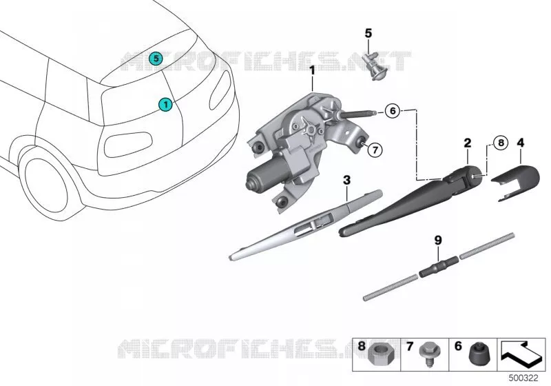 Composants dessuie-glace de lunette ar MINI MINI COOPER SD 2015 Cooper SD ALL4 N Cooper SD ALL4