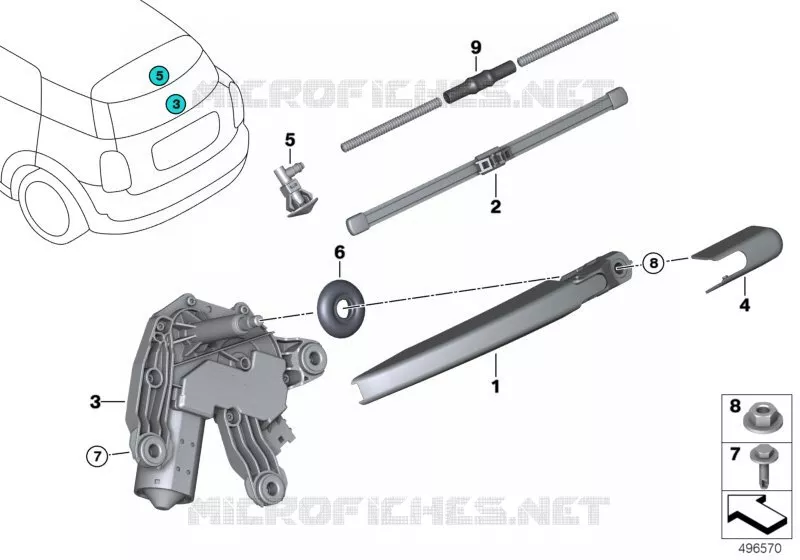 Composants dessuie-glace de lunette ar MINI MINI COOPER SD 2017 Cooper SD ALL4 N Cooper SD ALL4