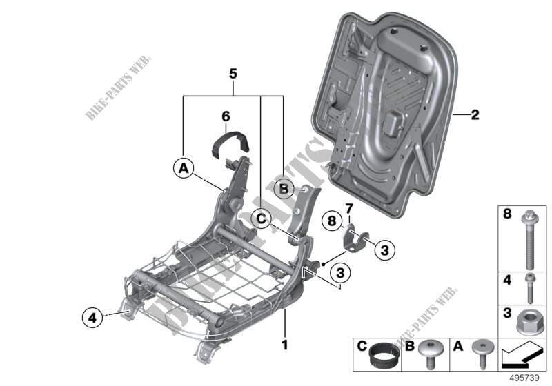 Siège arrière cadre de siège pass.charg. pour MINI Cooper ALL4 de 2012